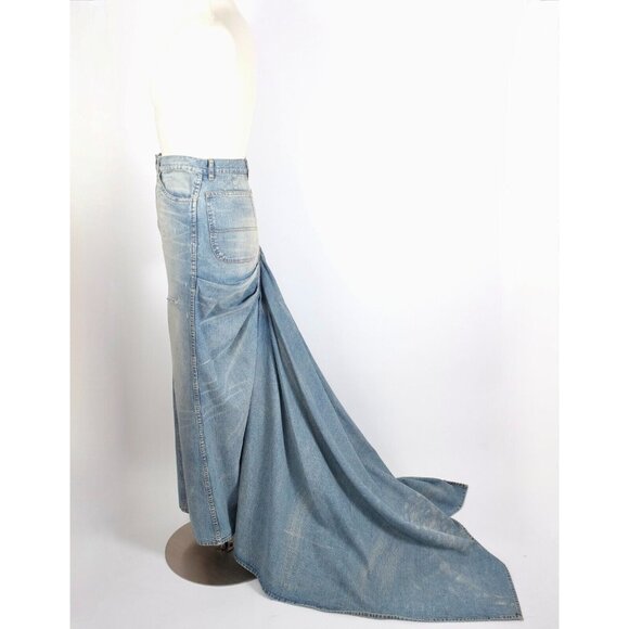 Ralph Lauren Collection long denim skirt sz 4 maxi train Spring 2003 - Picture 6 of 12